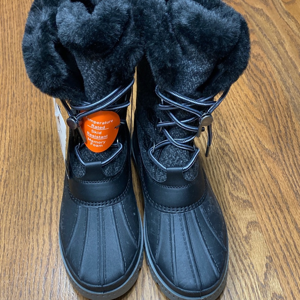 Ozark Trail Black and Gray Winter Waterproof Boots with Faux Fur - Picture 3 of 6